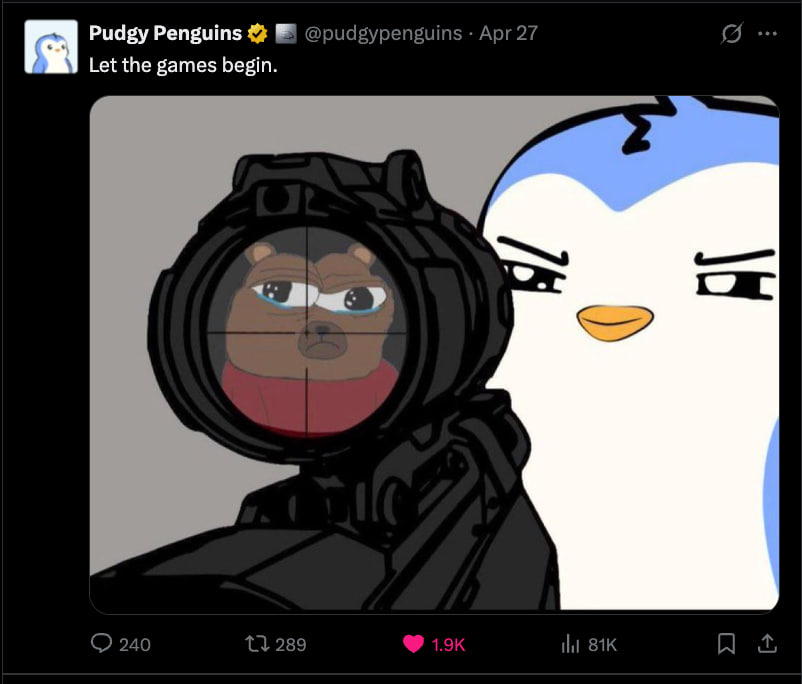 pudgy penguins post bobo